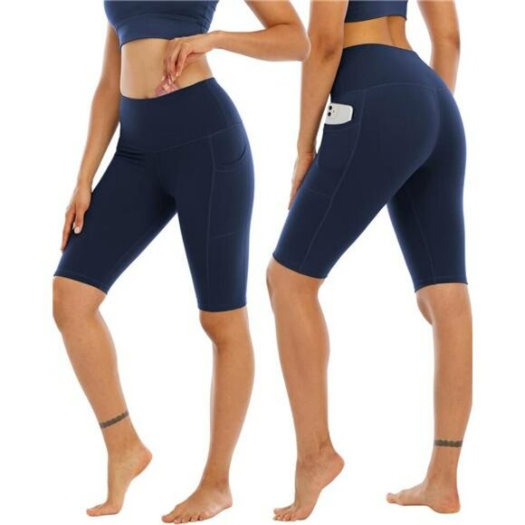 Womens High Waisted Biker Yoga Shorts 4 Pack with Pockets Workout Gym - Picture 2 of 6